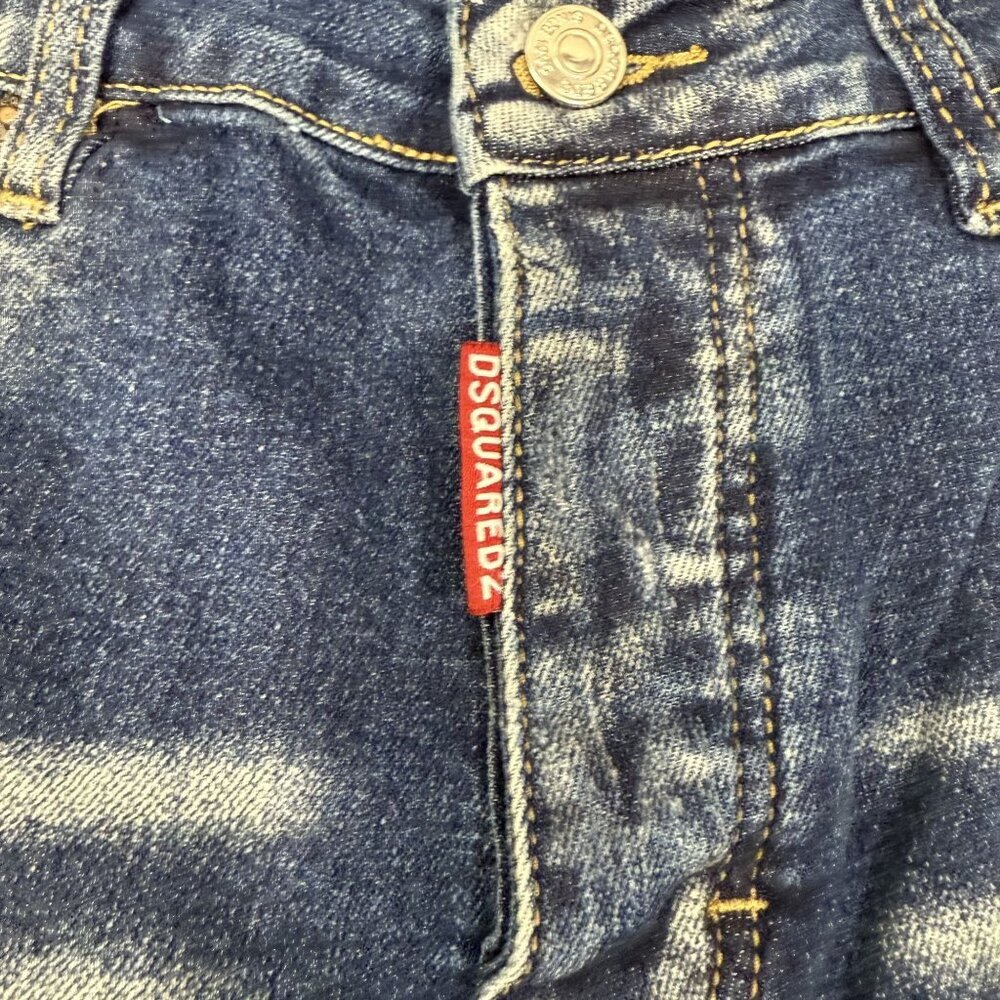 DSQUARED2 Icon All Over Print Jean Slim Distressed Paint Splatter Mens Sz 30X28 - Picture 3 of 9
